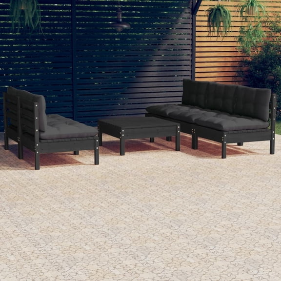 vidaXL Solid Pinewood Patio Lounge Set 6 Piece with Cushions Multi Colors