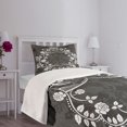 thumbnail image 5 of Ambesonne Antique Quilted Bedspread Set 2 Pcs, Royal Flora Crown, Twin Size, White and Charcoal Grey, 5 of 6