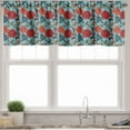 thumbnail image 3 of Ambesonne Floral Valance & Curtain, Bohemian Flowers Folkloric, 55"x30", Vermilion and Pale Blue, 3 of 6
