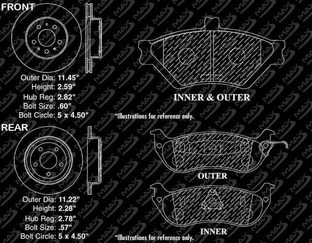 Max Brakes Front /& Rear Supreme Brake Kit Fits: 1996 96 1997 97 Lincoln Town Car OE Series Rotors + Ceramic Pads KM054743