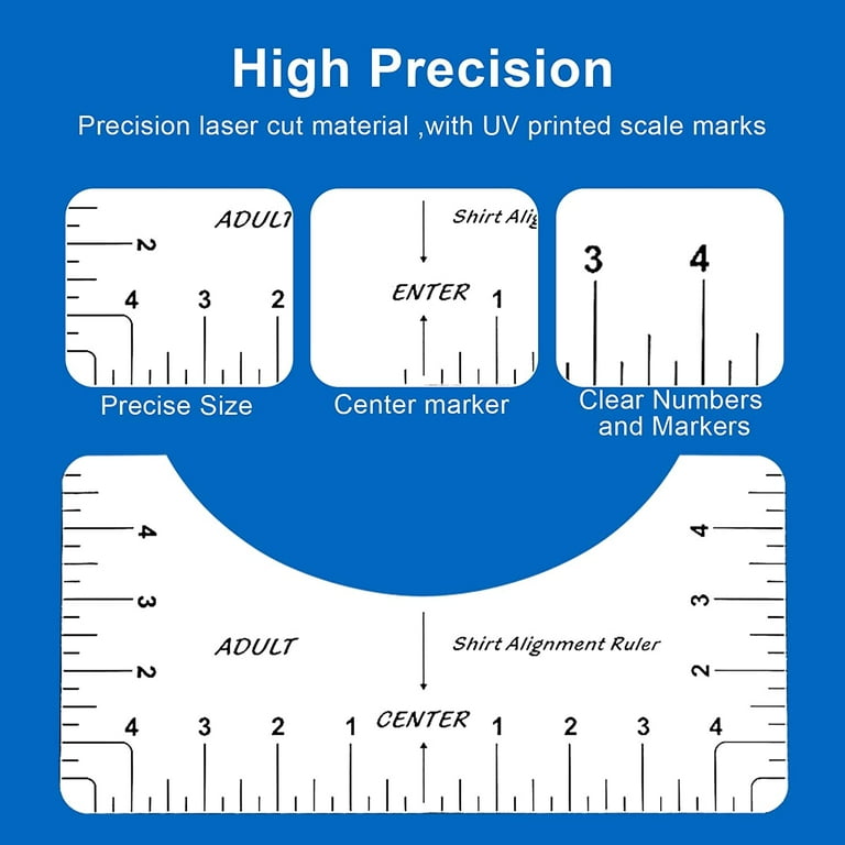 4pcs T-Shirt Ruler Guide Vinyl T-Shirt Ruler Guide Sublimation Designs On T- Shirt Vinyl Ruler Guide Size Chart