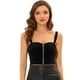 thumbnail image 1 of Top corto sin mangas de terciopelo con cremallera frontal para mujer Allegra K Negro L, 1 of 4