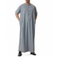 thumbnail image 4 of RXMEKW Short Sleeve Thobe with Neck Button and Pocket for Men, Casual Islamic Robe in Solid Color, 4 of 9