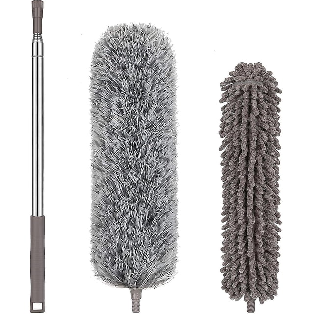 Plumero De Microfibra Con Extensión (30-100 Pulgadas) Plumero Retráctil Para Ventilador De Techo Alto, Plumero Lavable Y Flexible De Telaraña Larga Para Limpieza Alta. Afortunado Sencillez