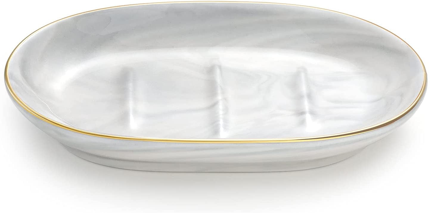 Luxspire Soap Dish Holder, Ceramic Marble Soap Tray Bar Soap Holder