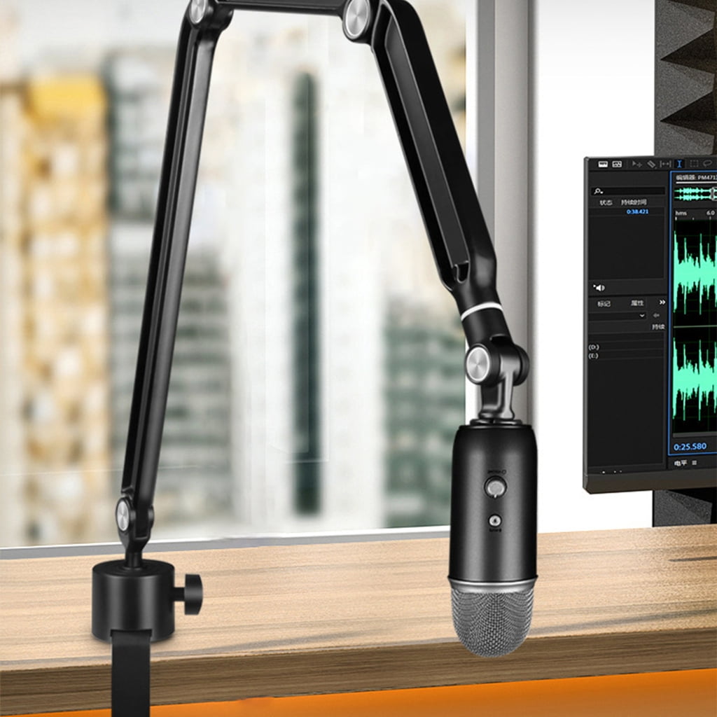 Aluminum Alloy Microphone Desk Stand with Flexible 3 Section Boom Arm Stable For Home Office And Studio