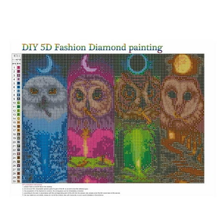Eagle Cross Stitch - Fancyleo 2 Pcs Four Eagle Owls Full of Diamonds Rhinestones Cross Stitch Kit Crafts Décor