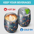 thumbnail image 4 of 12oz Stemless Wine Tumblers Cartoon Construction Vehicles Traffic Signs Vacuum Insulated Stainless Steel Travel Tumbler Cups Mug with Lid and Straw for Champaign,Cocktail,Beer with Cleaning Brush, 4 of 5