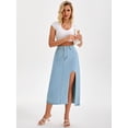 thumbnail image 7 of DARING DIVA Women's Long Denim Spring Slit Midi Jean Skirts X-Large Light Blue, 7 of 7