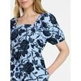 thumbnail image 2 of Time and Tru Women's and Women's Plus Cotton Back Tie Midi Dress with Short Puff Sleeves, Sizes XS-4X, 2 of 4