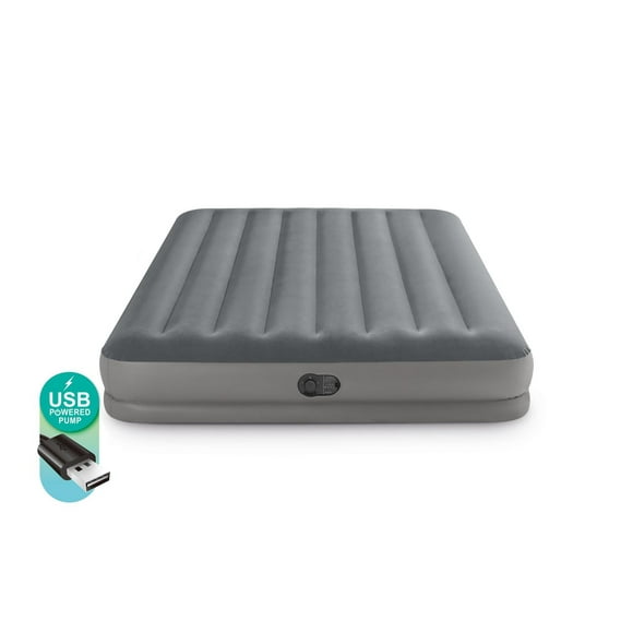 INTEX Dura-Beam® Prestige Air Mattress with USB Pump, 12in. Queen, with Fiber-Tech® Construction
