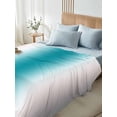 thumbnail image 4 of Turquoise Gray Ombre Full Size Flat Sheet, Wrinkleproof & Fadeproof Cooling Flat Bed Sheet Only, Farmhouse Teal Gradient Modern Art Breathable Soft Bedding Top Sheets 81 x 96 Inches, 4 of 8