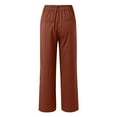 thumbnail image 5 of Arlun,Women's Work Pants Wide Leg Plus Size Dressy Pants High Waisted Straight Leg Solid Color Business Casual Slacks Pants with Pockets Fall Outwear Trousers Brown M, 5 of 6