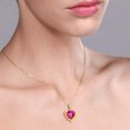 thumbnail image 3 of 18K Yellow Gold Plated Silver Pink Created Sapphire and White Moissanite Heart Shape Pendant Necklace for Women (1.82 Cttw, Heart 8MM, Gemstone September Birthstone, with 18 inch Chain), 3 of 5