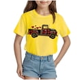 thumbnail image 1 of Akiihool Jolis Hauts d'Été pour Filles T-Shirts pour Filles T-Shirts Graphiques T-Shirts à Manches Courtes Col Rond Jolis Hauts d'Été Décontractés Basiques pour Enfants (Jaune, 7-8 Ans), 1 of 4