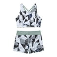 thumbnail image 4 of iEFiEL Kids Big Little Girls Floral Pattern Printed Swimwear Two Piece Tankini Set Bathing Suit Black&White 10, 4 of 6