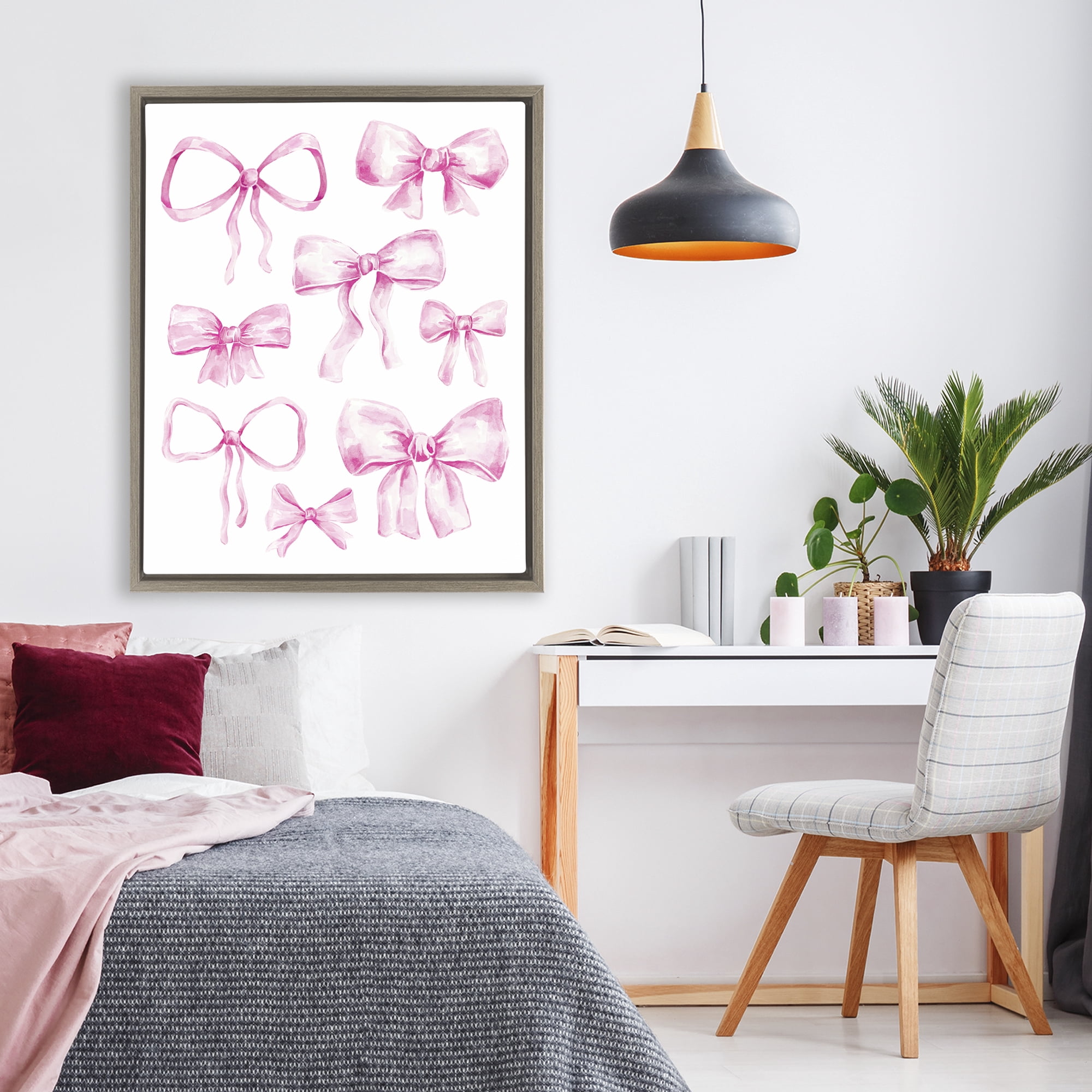 Stupell Industries Coquette Bow Collection Brown Framed Floater Canvas Wall Art, design by Bethany Sandoval