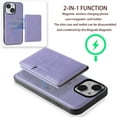 thumbnail image 3 of for iPhone 13 Wallet Case, 2-in-1 Detachable Back Magnetic Cover & PU Leather Wallet Phone Case, with Folio 4 Card Holders, Support Mag-Safe Charging Case for iPhone 13, Purple, 3 of 6