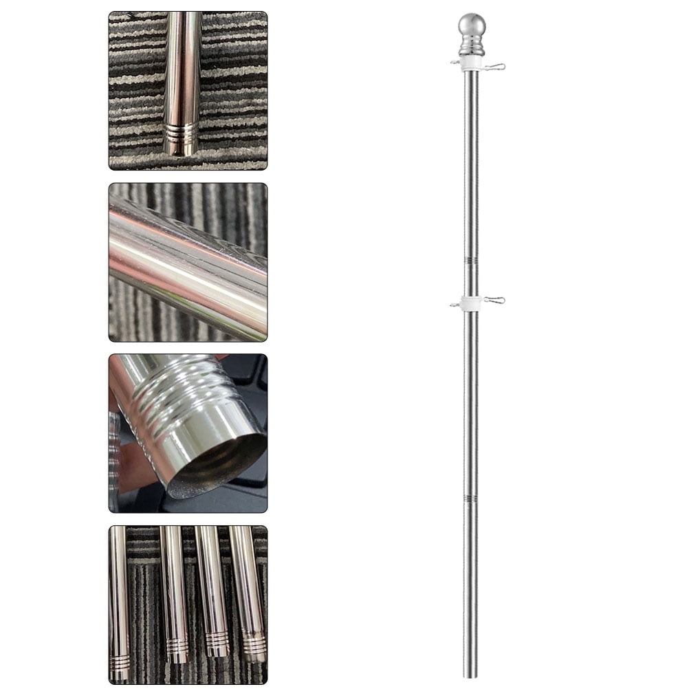 Worgeous 1.5M Stainless Steel Flag Pole Heavy Duty Garden Flag Rod Holder Silver 1 Piece