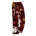 thumbnail image 5 of Christmas Petite Pajamas for Women Fall Flannel Christmas Snowflake Print Pj Bottoms Holiday Elastic Waist Soft Pajama Pants Comfy Casual Sleep Lounge Pants Deep Red 2XL, 5 of 7