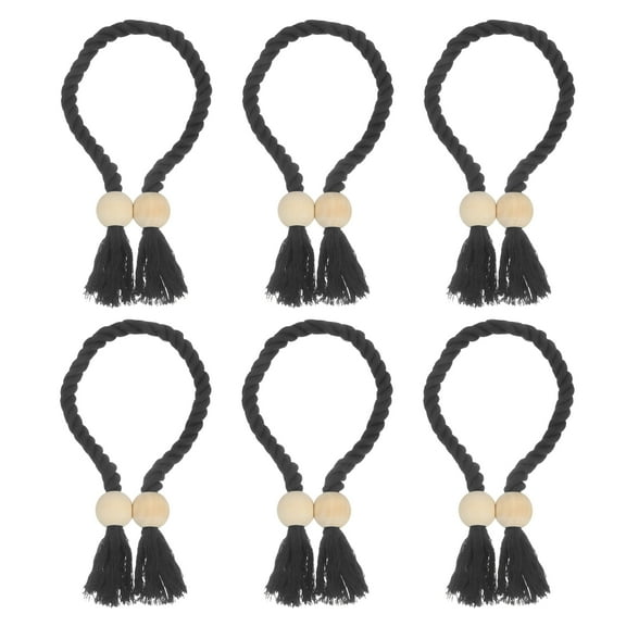 6 Pack Magnetic Curtain Tiebacks, 55cm/21.65" Curtain Holdbacks, Black