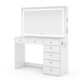 thumbnail image 3 of Boahaus Zoe Vanity Set with LED Mirror, Bluetooth Speakers, and Ample Storage, White, 3 of 10
