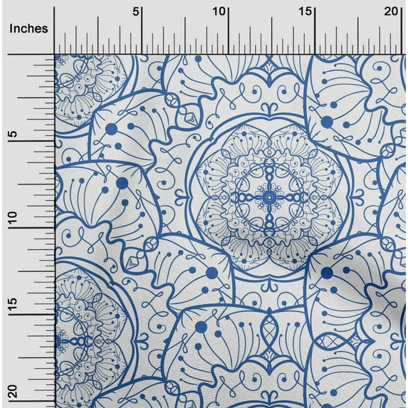 oneOone Cotton Poplin Blue Fabric Artistic Mandala Dress Material Fabric Print Fabric By The Yard 42 Inch Wide