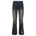 thumbnail image 2 of Argeousgor Y2K Graphic Embroidery Retro Jeans Low Waisted Chic Harajuku Straight Denim Pants Aesthetic Grunge Cute Trousers, 2 of 10