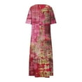 thumbnail image 5 of LOVZFMLL Summer Dresses for Women V Neck Short Sleeve Swing Flowy Maxi Dresses Loose Casual Beach Vacation Floral Boho Dresses Pink XXL, 5 of 5