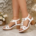 thumbnail image 6 of Slip On Shoes Women Womens Sandals Comfortable Women's Fashion Casual Summer Strappy Metal Buckle High Heel Fish Mouth Beach Sandals White 38, 6 of 9