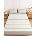 thumbnail image 2 of Twin XL Size Fitted Sheet Set - Sage Green Striped 2 Piece Bedding Sets 16" Deep Pocket Fitted Sheet with 1 Pillowcases, Rustic Green Stripe Modern Art Beige Brushed Microfiber Hotel Bed Sheets, 2 of 9