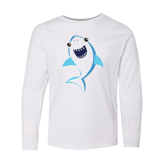 Inktastic Cute Shark, Little Shark, Blue Shark, Sea Animal Long Sleeve Youth T-Shirt
