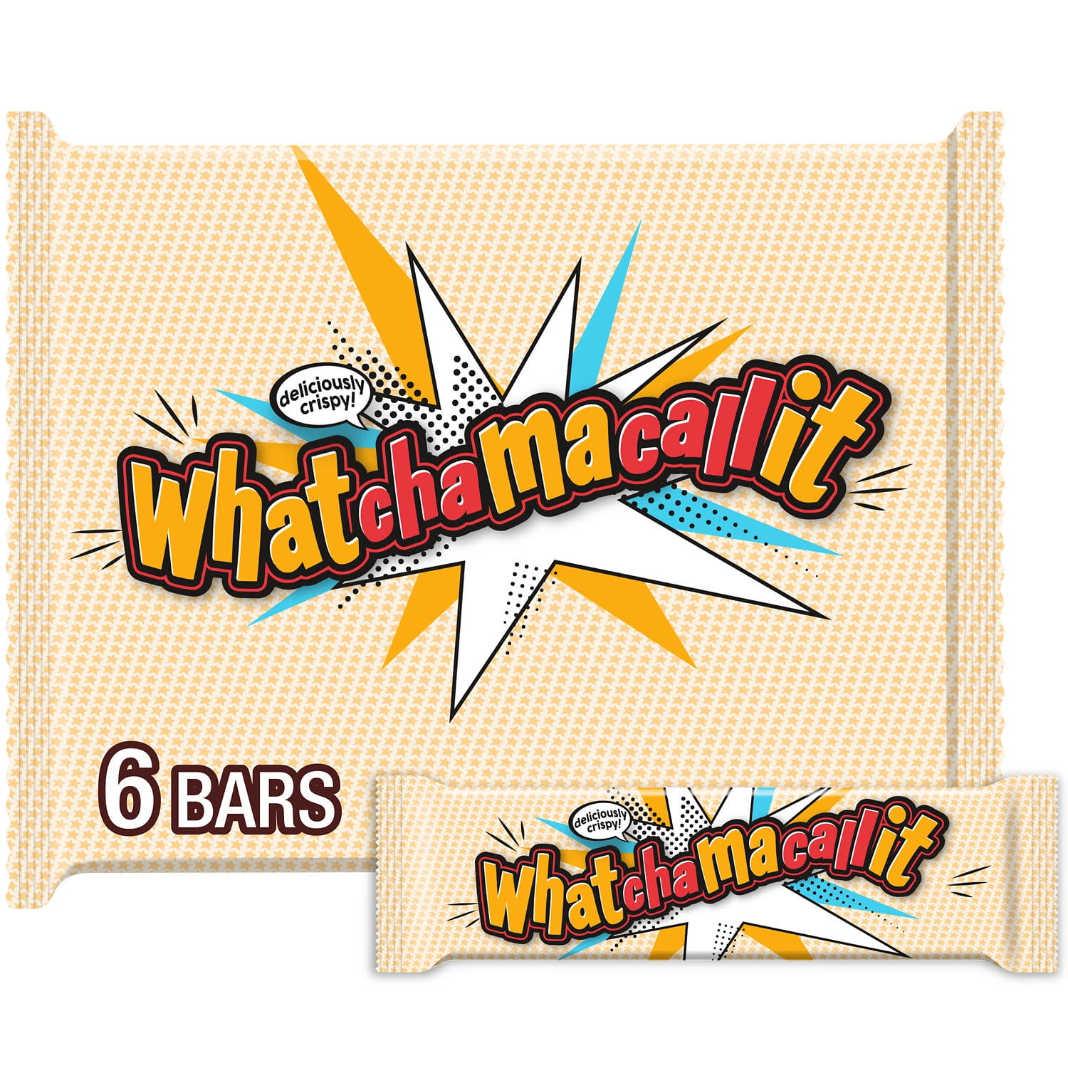 Whatchamacallit Chocolate, Caramel and Peanut Flavored Crisps Candy, Bars 1.6 oz, 6 Count