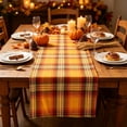 thumbnail image 4 of Fall Plaid Table Runner for Thanksgiving Holiday Dining Table Decoration, Washable Polyester Table Runner for Kitchen and Dining Room, 4 of 6