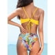thumbnail image 2 of Mujere Top Torcido Impresión de la Cintura Alta Trajes de baño de Dos Piezas Amarillo M Amarillo M Xishao ropa, 2 of 2