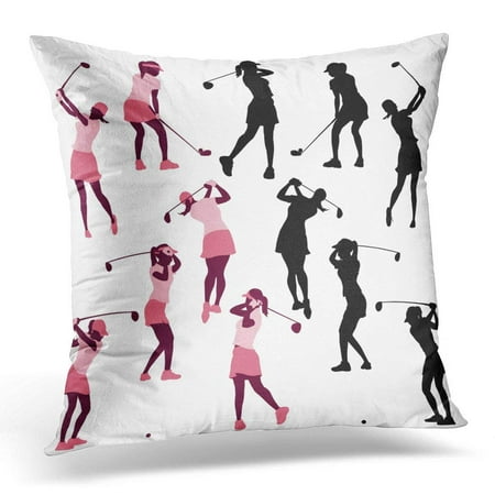 ARHOME Golfer Female Golf Poses in Silhouettes Swing Pillow Case Pillow Cover 20x20