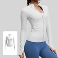 thumbnail image 6 of Drovellove Women's Yoga Top Long Sleeve Zip Up Athletic Shirt - High Neck Running Workout Top with Thumb Holes, Quick-Dry Training Tee for Gym, Cycling, Hiking, Dance, Outdoor Fitness, 6 of 8