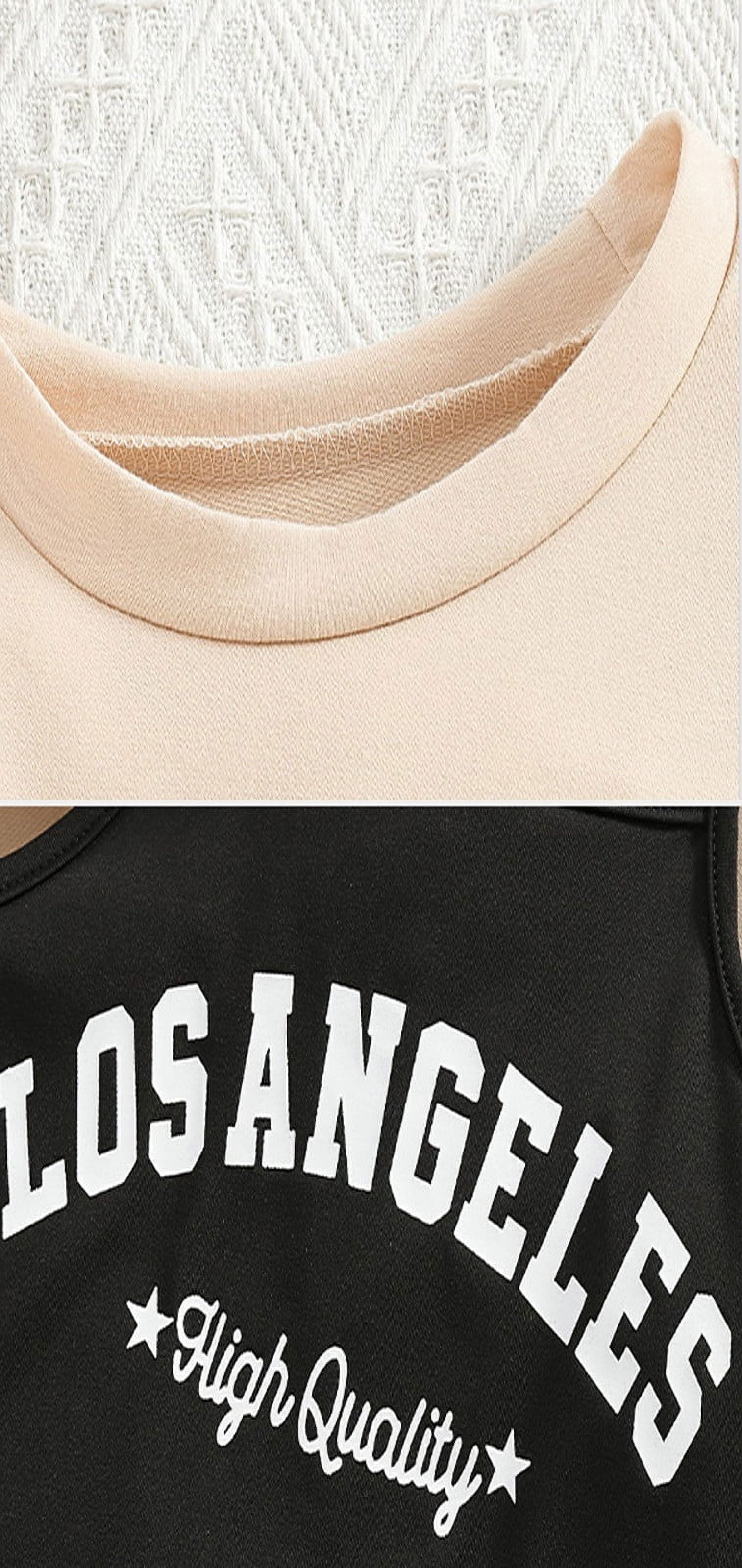 Afdoent Cute Outfits For Girls Outfits Set Casual Summer Outfit Round Neck Long Sleeve Top With Letter Print And Solid Color Short Skirt Set For Girls Cute Kids Clothes 3-4 Years