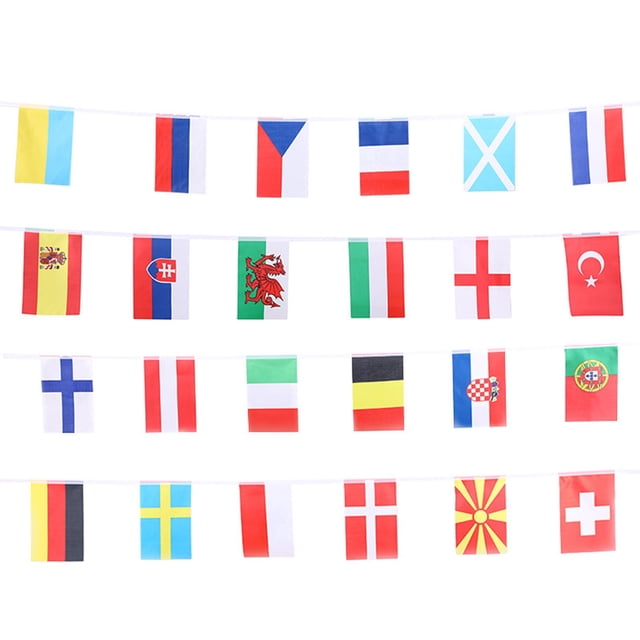 Less Than 5 Desktop Ornament Flag European Cup 24 String Pennant String Banner Flags European Championship Decoration & Hangs
