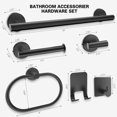 Bathroom Hardware Set, 7Piece Matte Black Bath Accessories Set Wall