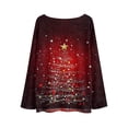 thumbnail image 3 of WTOBBY Women's Christmas Holiday Print Knit Sweater Top, Long Sleeve Round Neck Casual Pullover, Festive Seasonal Tops for Fall and Winter Outfits and Holiday Parties,Deep Red 2XL, 3 of 4