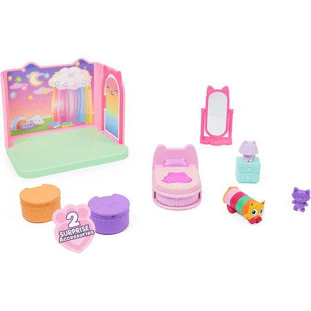 Gabby's Dollhouse, Sweet Dreams Bedroom with Pillow Cat Figure and 3 Accessories, 3 Furniture and 2 Deliveries, Kids Toys for Ages 3 and Up