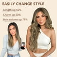 thumbnail image 4 of Clip in Long Wavy Synthetic Hair Extension 24 Inch Mixed Brown & Blonde 4PCS Thick Hairpieces Fiber Double Weft Hair for Women, 4 of 6