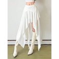 thumbnail image 3 of White Asymmetrical Handkerchief Hem Chiffon Skirt, High Waist Flowy Midi Skirt For Women, 3 of 5