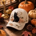 thumbnail image 5 of 2D Halloween Embroidered Baseball Cap for Women, Adjustable Cotton Hat with Witch, Ghost, Pumpkin & Bat Design(f), 5 of 7