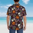 thumbnail image 4 of Pofeuu Halloween With Skull Print Hawaiian Shirt for Men Sleeves Casual Button Down Summer Beach Dress Shirts T-Shirts,XX-Large, 4 of 7