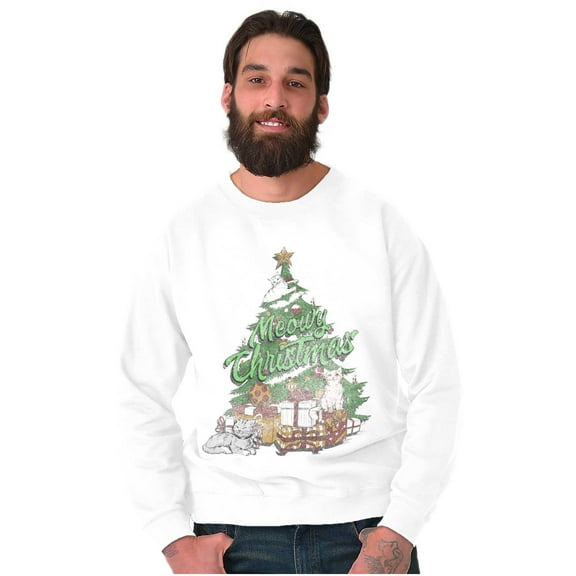 Classic Meowy Christmas Tree Kittens Sweatshirt for Men or Women Brisco Brands S