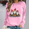 thumbnail image 2 of Oalirro Christmas Sweatshirts for Women Long Sleeve Graphic Dressy Womens Top Merry Christmas Print Pink Round Neck Top, XS, 2 of 6