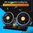 thumbnail image 3 of Ventilador de refrigeración para coche, circulador de aire de refrigeración eléctrico de doble cabezal de 12 V/24 V, ventilador automático giratorio de 360 ​​grados para sedán SUV/RV/barco/camión/vehículos automáticos (24 V) Rojo Verde, 3 of 5