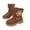 Brown, variant on Busydd Toddler Boots Fashion Girls Mid Calf Boots Round Toe Solid Color Zipper Boots Cozy Soft Sole Girls Leather Boots